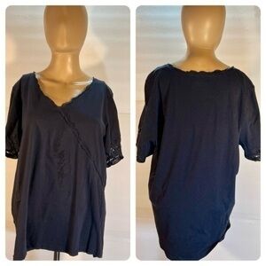 CHAPS CLASSIC WOMENS BLUE TOP SIZE 1X